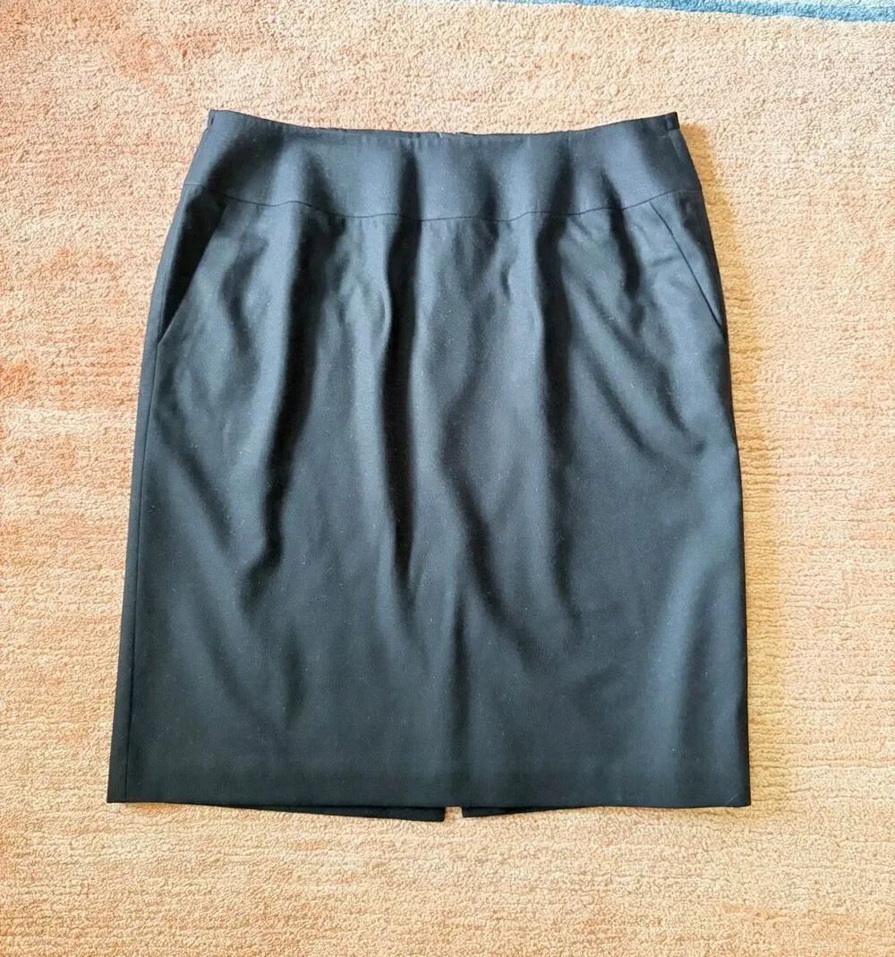 Talbots Woman Black Wool Blend Pencil Skirt Size 12W
